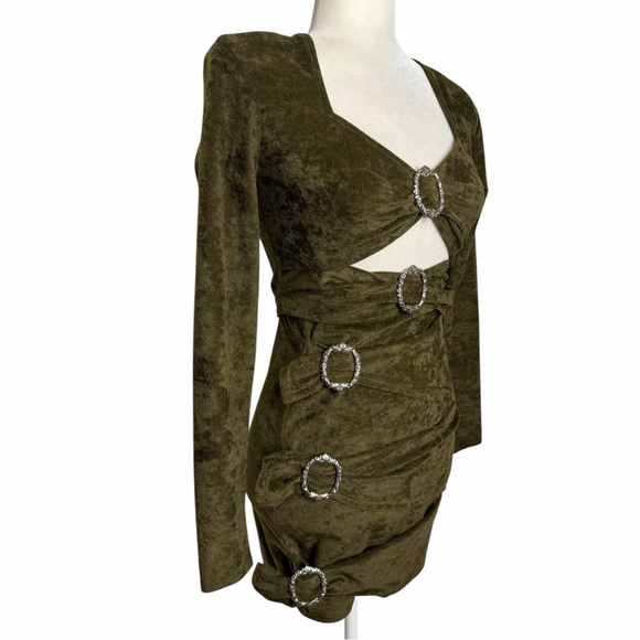 1990 Workshop 2 piece cutout wrap bodycon mini skirt set - Picture 2 of 10